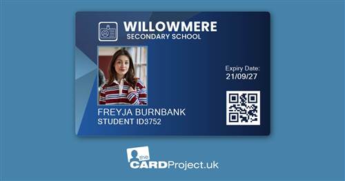 Secondary School Student ID Card Blue Geometric